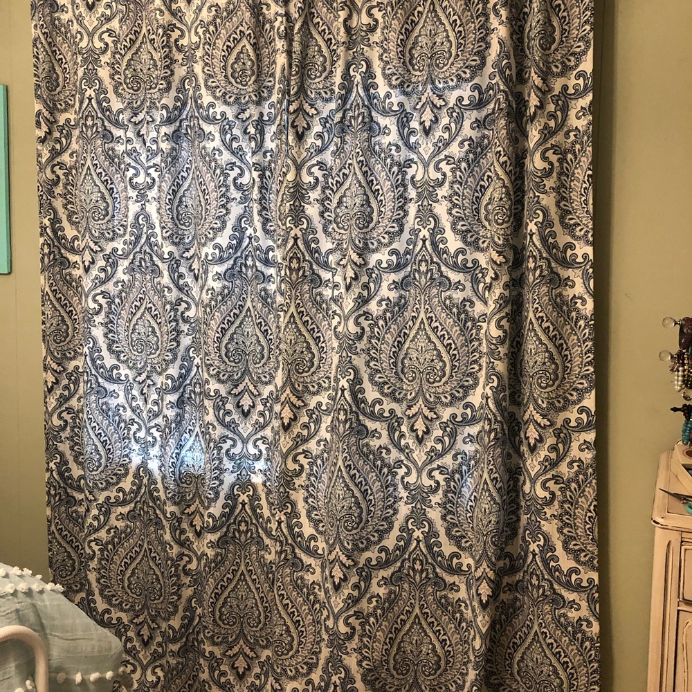 Pair of Nicole Miller paisley medallion curtains